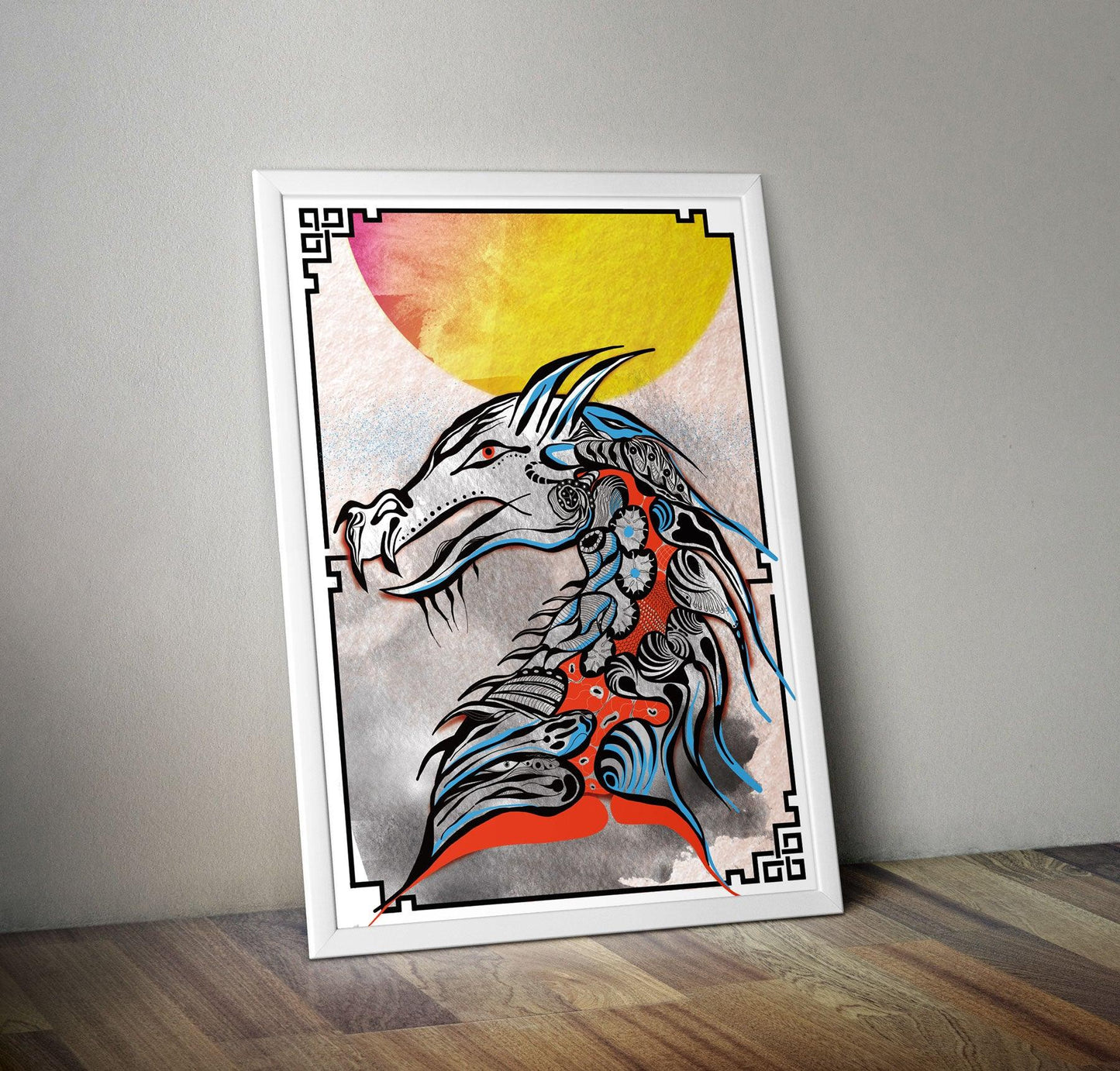 Chinese Dragon Tattoo Giant Wall Mural Art Vibrant Iconic Poster Kitchen A2 - Kuzi Tees