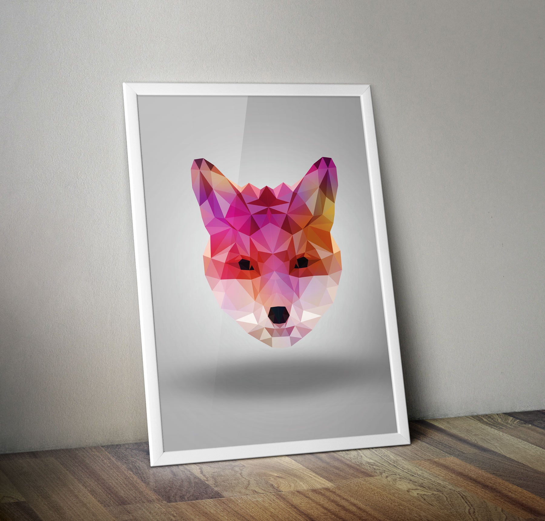 Low Poly Fox Geometric Print Poster Wall Art Triangular Abstract Unique Design - Kuzi Tees