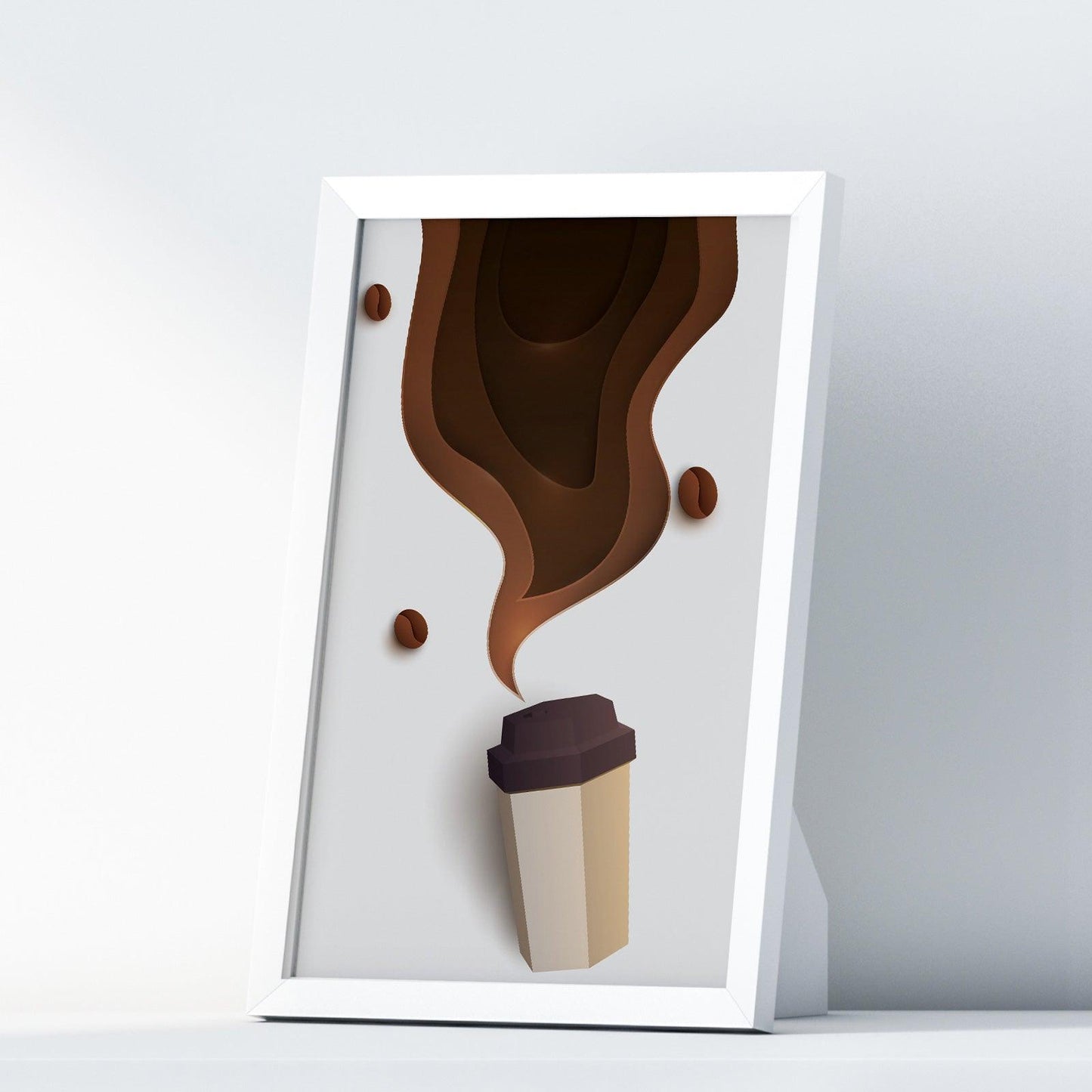 Coffee Two Kitchen Wall Art Prints Dining Room Home Décor Poster Minimalistic Paper Cut Art - Kuzi Tees