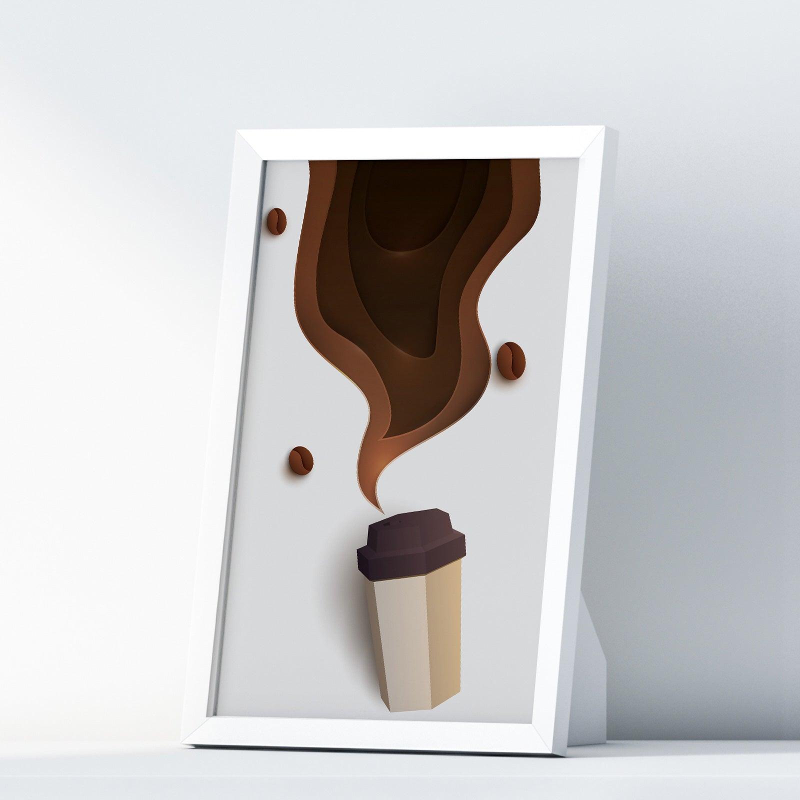 Coffee Two Kitchen Wall Art Prints Dining Room Home Décor Poster Minimalistic Paper Cut Art - Kuzi Tees