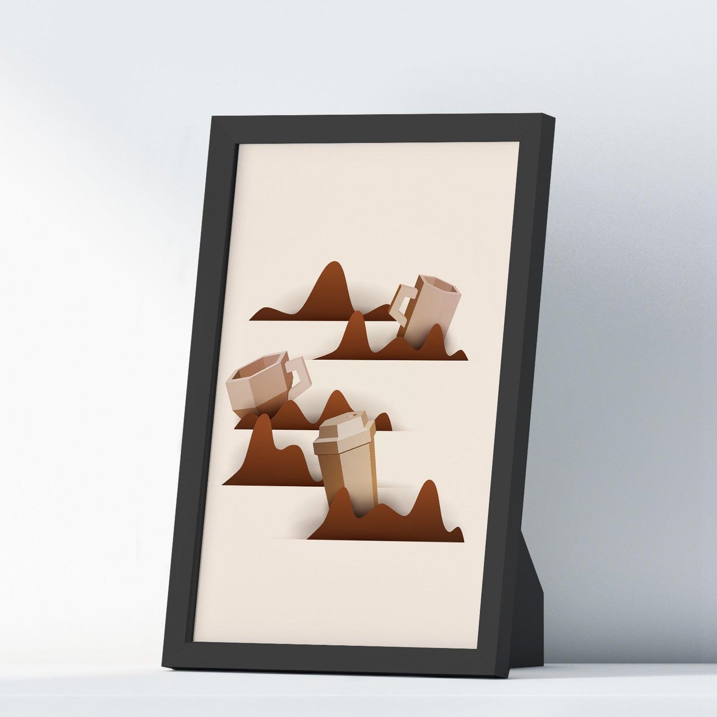 Coffee Six Kitchen Wall Art Prints Dining Room Home Décor Poster Minimalistic Paper Cut Art - Kuzi Tees