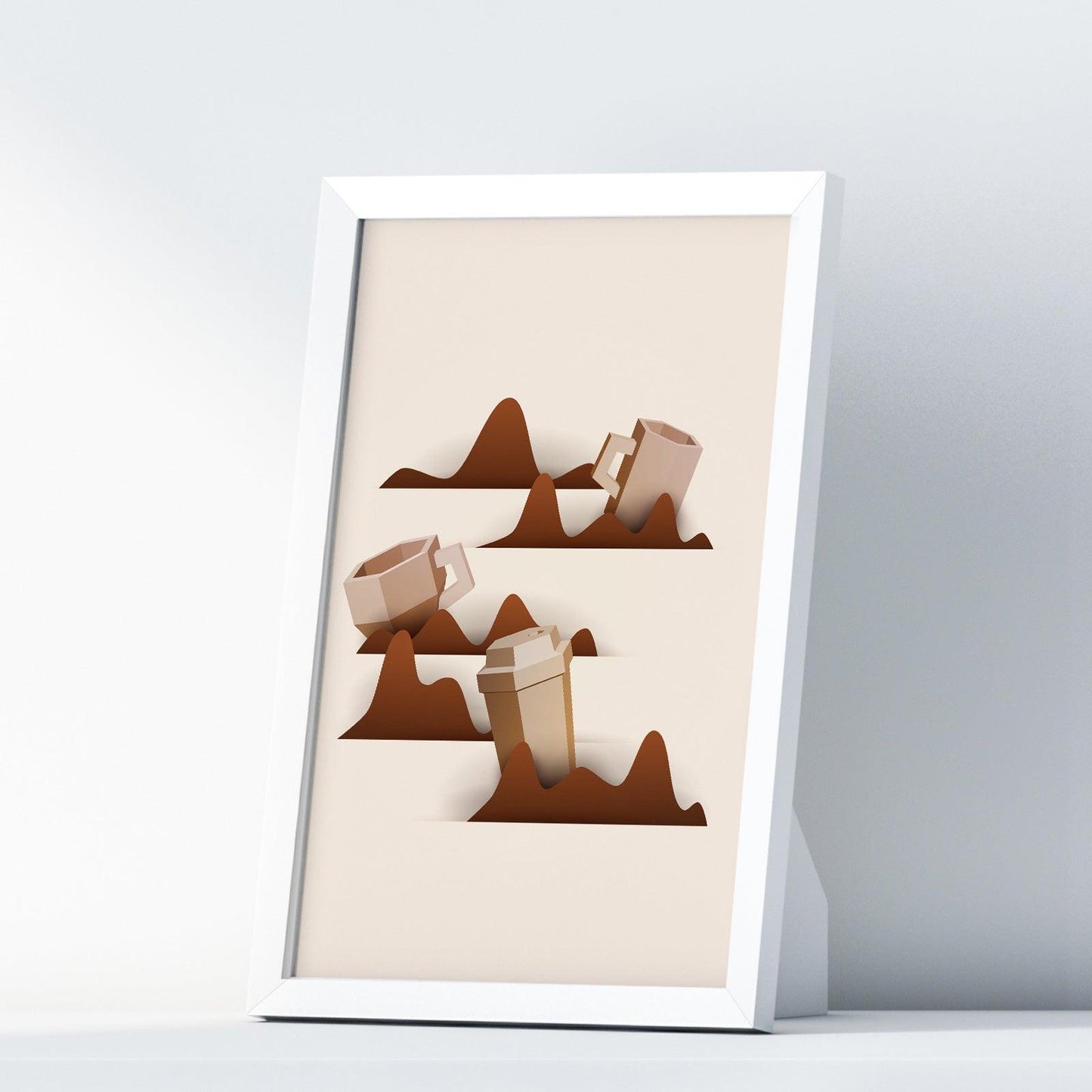 Coffee Six Kitchen Wall Art Prints Dining Room Home Décor Poster Minimalistic Paper Cut Art - Kuzi Tees