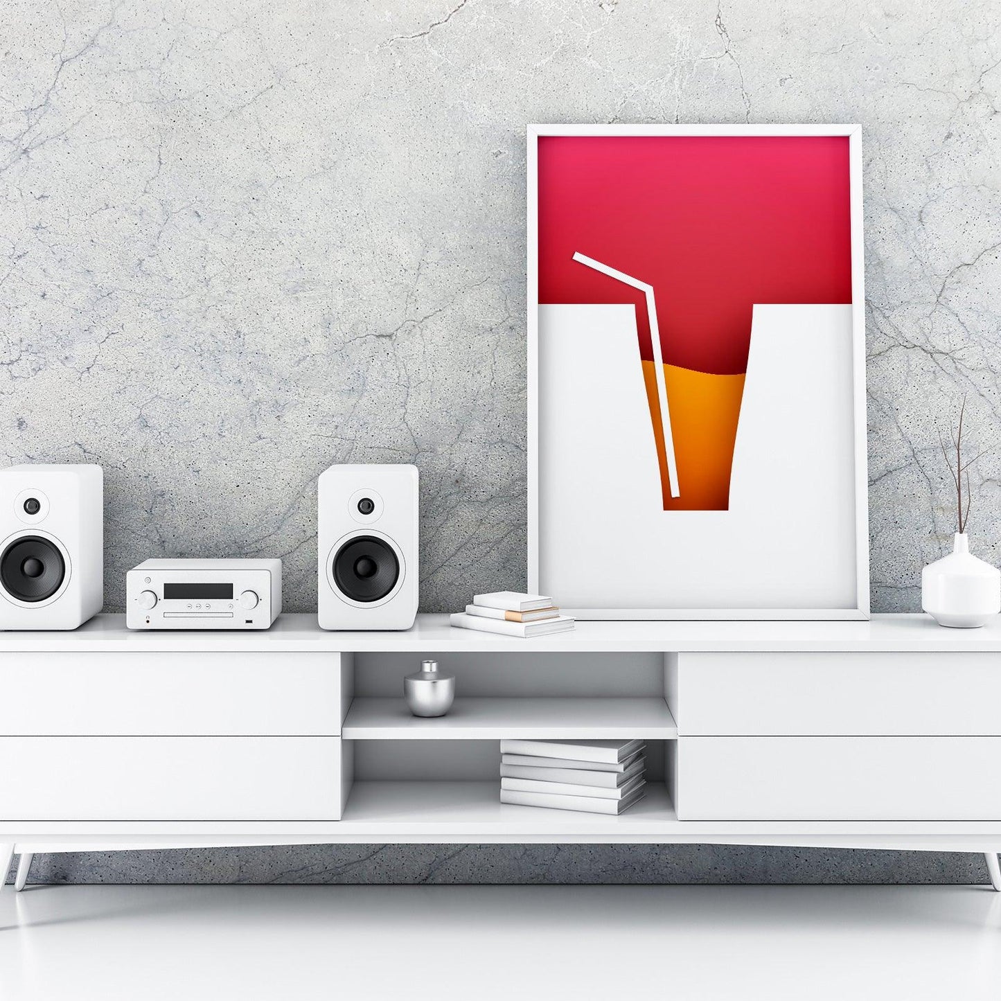 Cocktails One Kitchen Wall Art Prints Dining Room Home Décor Poster Minimalistic Paper Cut Art - Kuzi Tees
