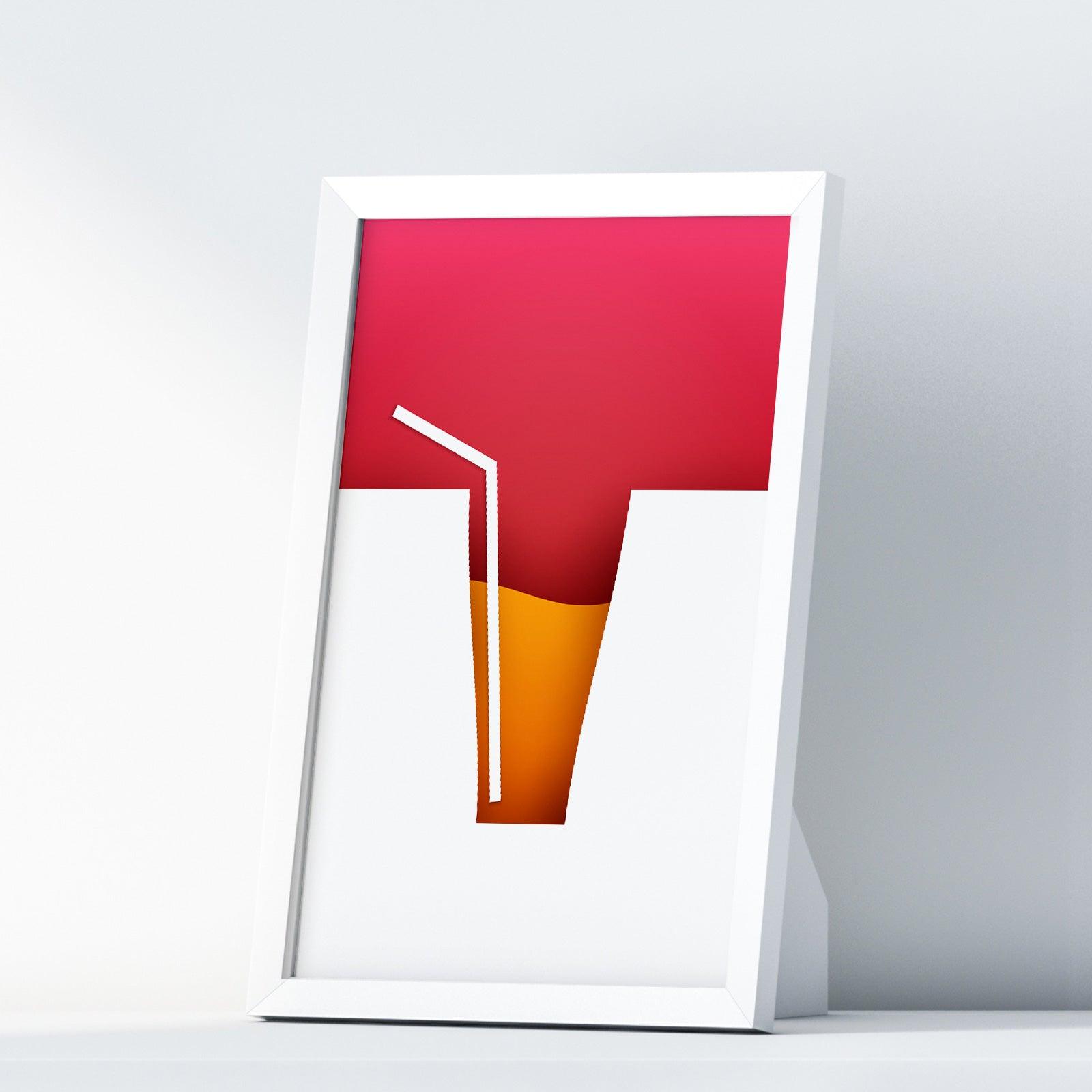 Cocktails One Kitchen Wall Art Prints Dining Room Home Décor Poster Minimalistic Paper Cut Art - Kuzi Tees