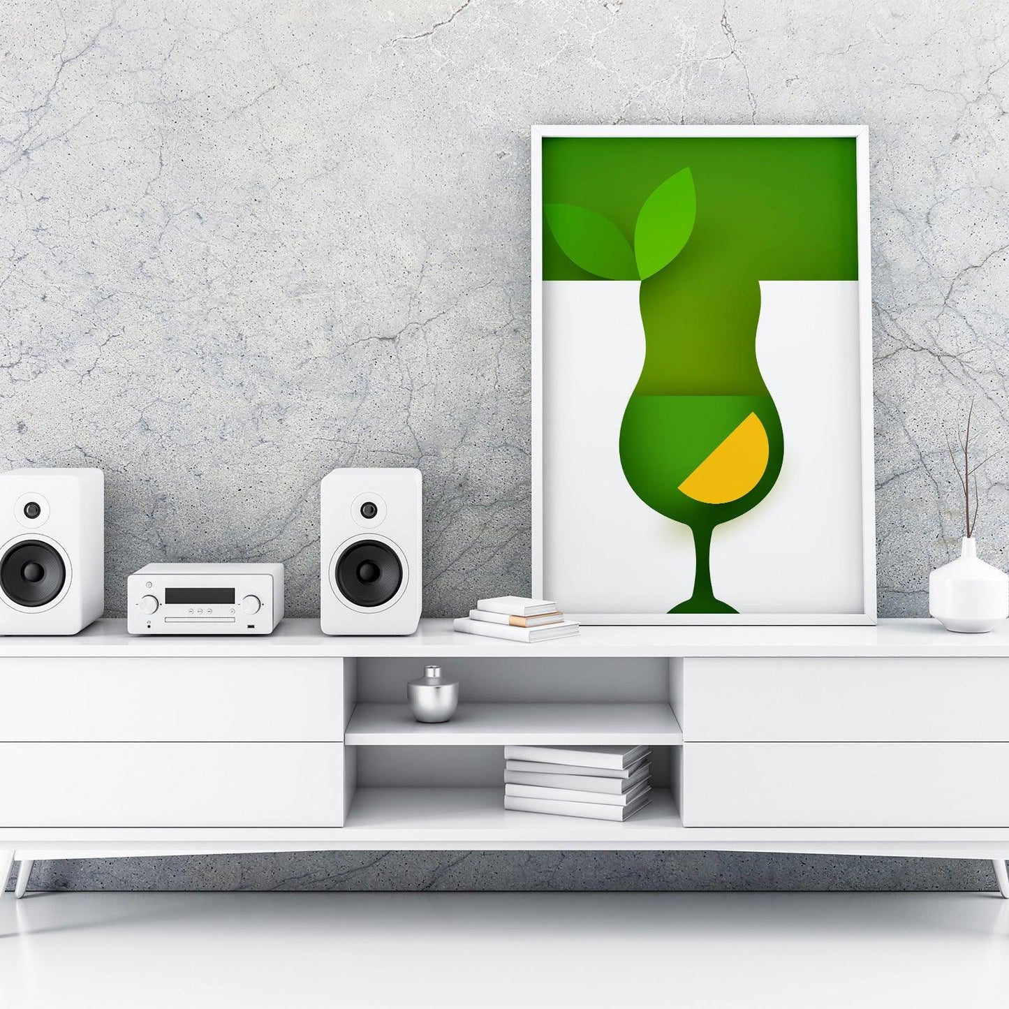 Cocktails Two Kitchen Wall Art Prints Dining Room Home Décor Poster Minimalistic Paper Cut Art - Kuzi Tees