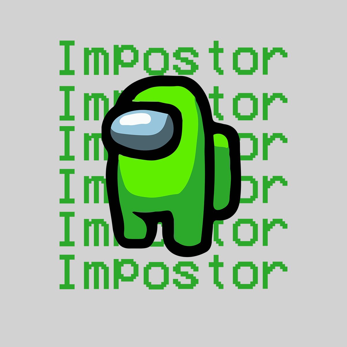 Light Green Impostor Among Us Gamer Game Retro Grey L Unisex T-Shirt - Discounted - Kuzi Tees