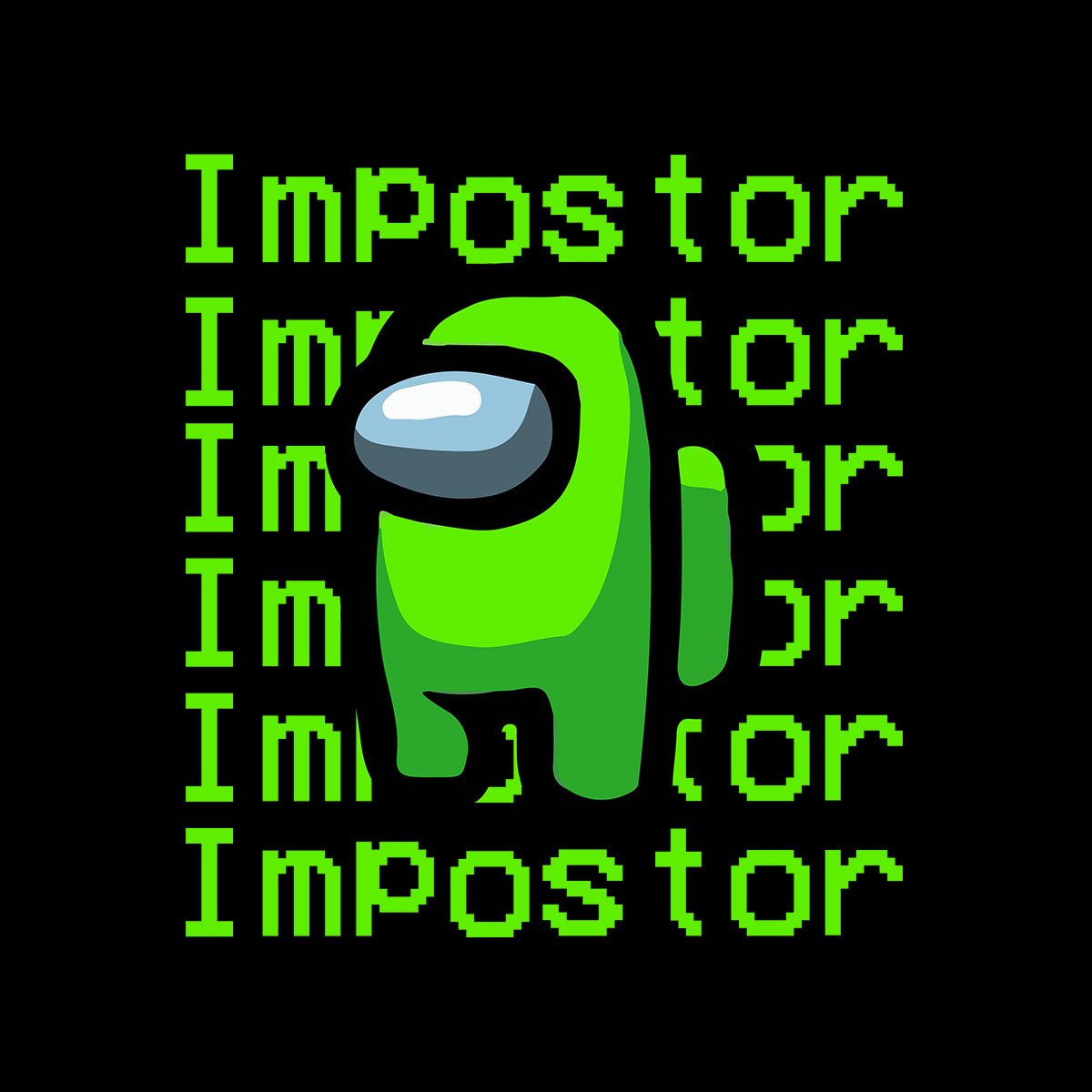 Light Green Impostor Among Us Gamer Game Retro Black XL Unisex T-Shirt - Discounted - Kuzi Tees