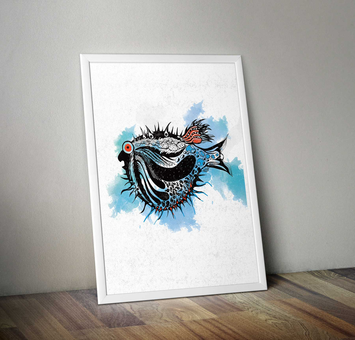 Puff Fish Canvas Print Digital Unique Original A2 Wall Art Modern Decors Kitchen - Kuzi Tees