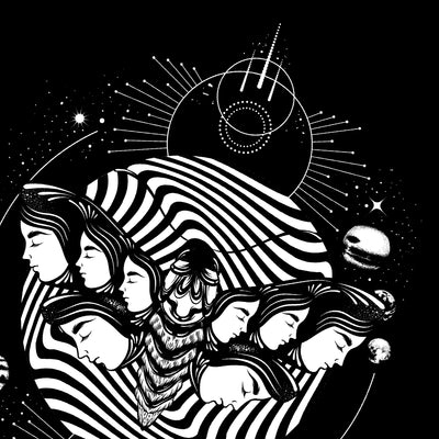 Surreal Moth Faces and Planets Tote Bag