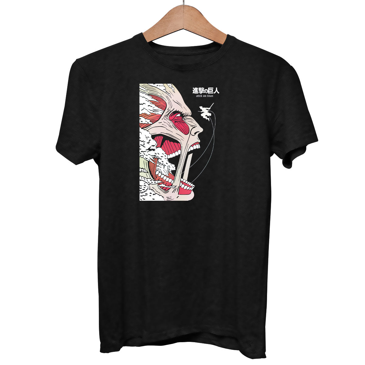 Attack On Titan Levi Ackerman Fights Colossal Titan Anime Manga Black Adult Unisex Tee