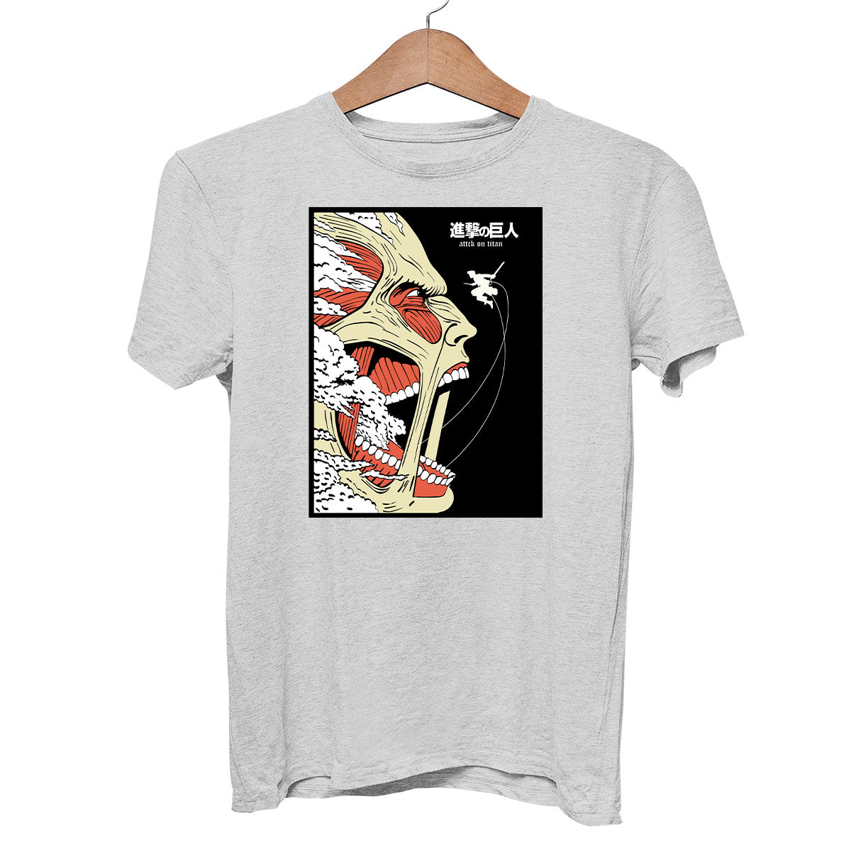Attack On Titan Levi Ackerman Fights Colossal Titan Anime Manga Grey Adult Unisex Tee