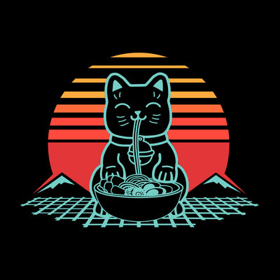 Cat Ramen T-shirt Kawaii Neko Chonk Retro 80s Style 