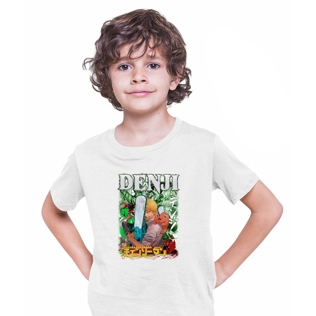 Chainsaw Man Denji Chainsaw Man Japanese Anime Manga White T-shirt for Kids