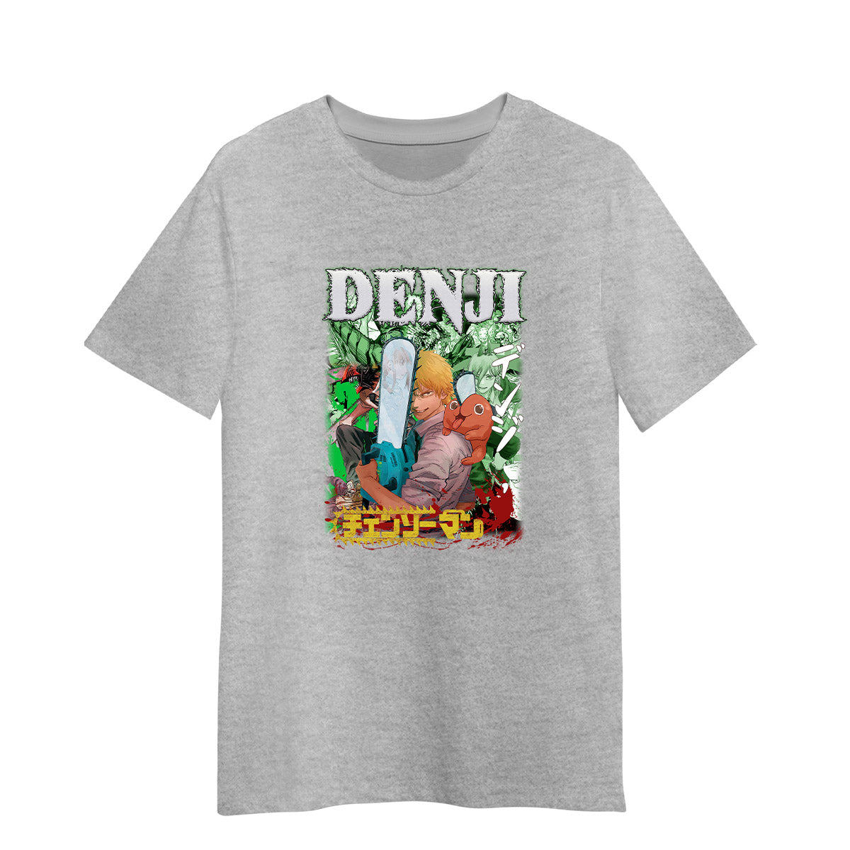 Chainsaw Man Denji Gray T-shirt Japanese Anime Manga Adult Tee