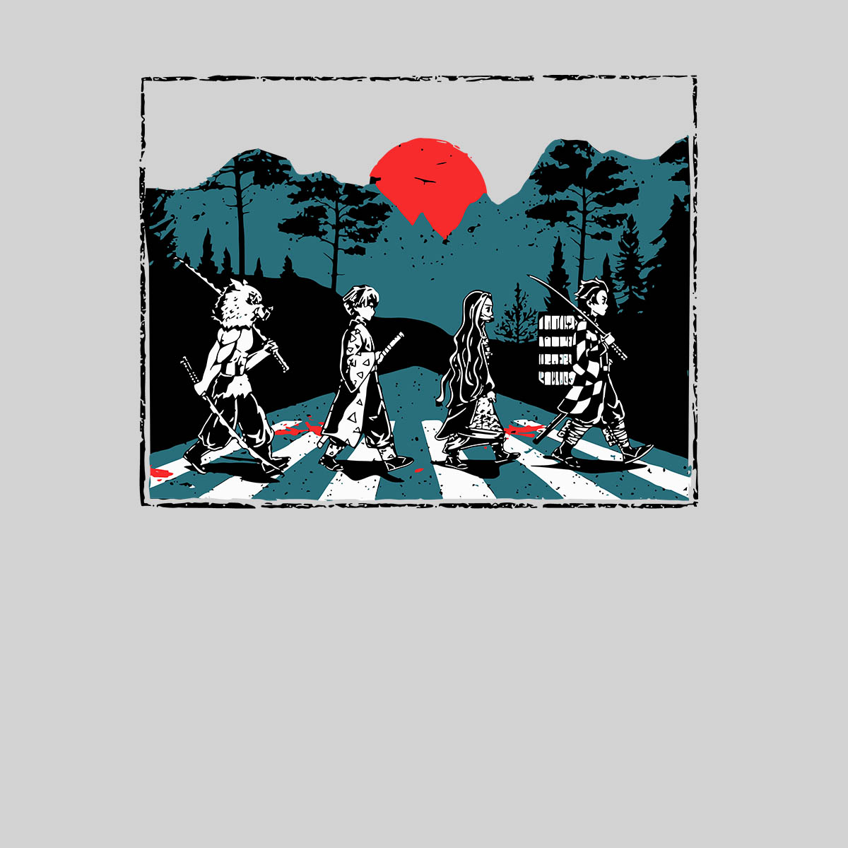 Demon Slayer Abbey Road Tanjiro Nezuko Zenitsu Inosuke Adult Unisex Tee