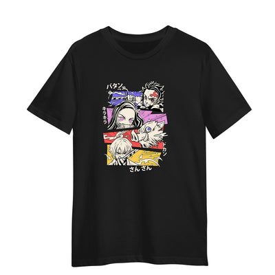 Demon Slayer Demon Hunter Squad Tanjiro Japanese Anime Adult Unisex Black T-shirt