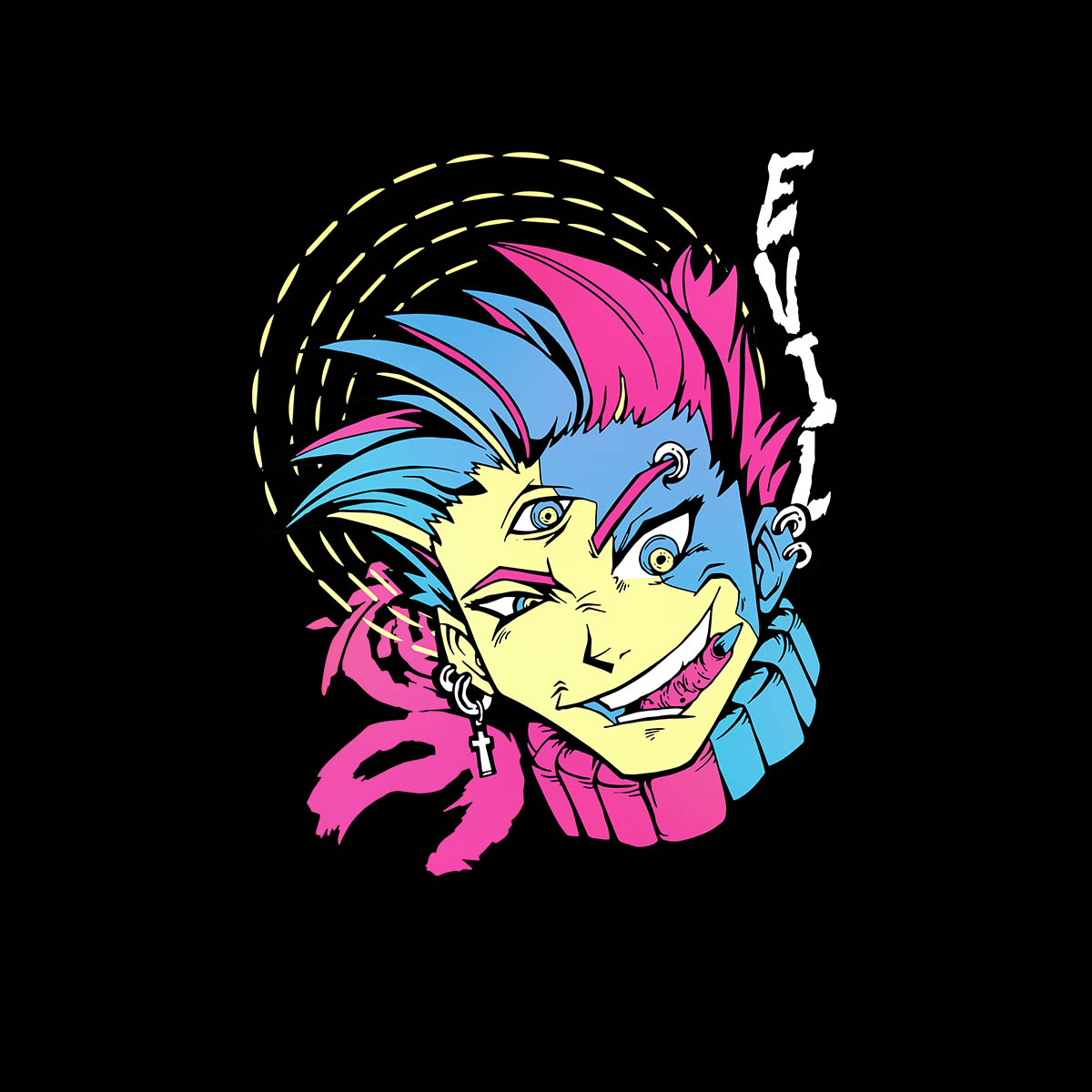 Evil Anime Boy With Three Eyes Japanese Yokai Funny Adult Unisex T-shirt