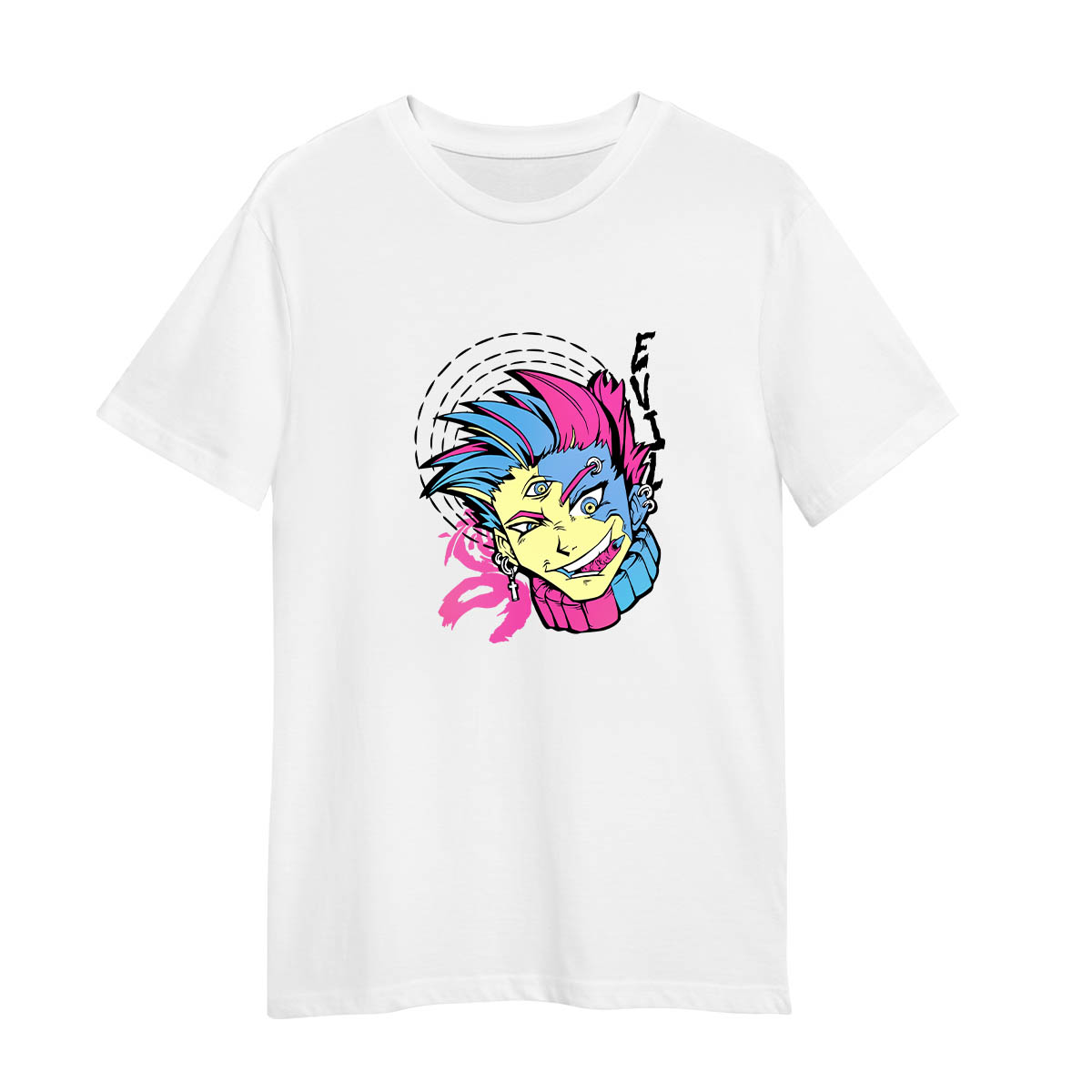 Evil Anime Boy With Three Eyes Japanese Yokai Funny Adult Unisex White T-shirt