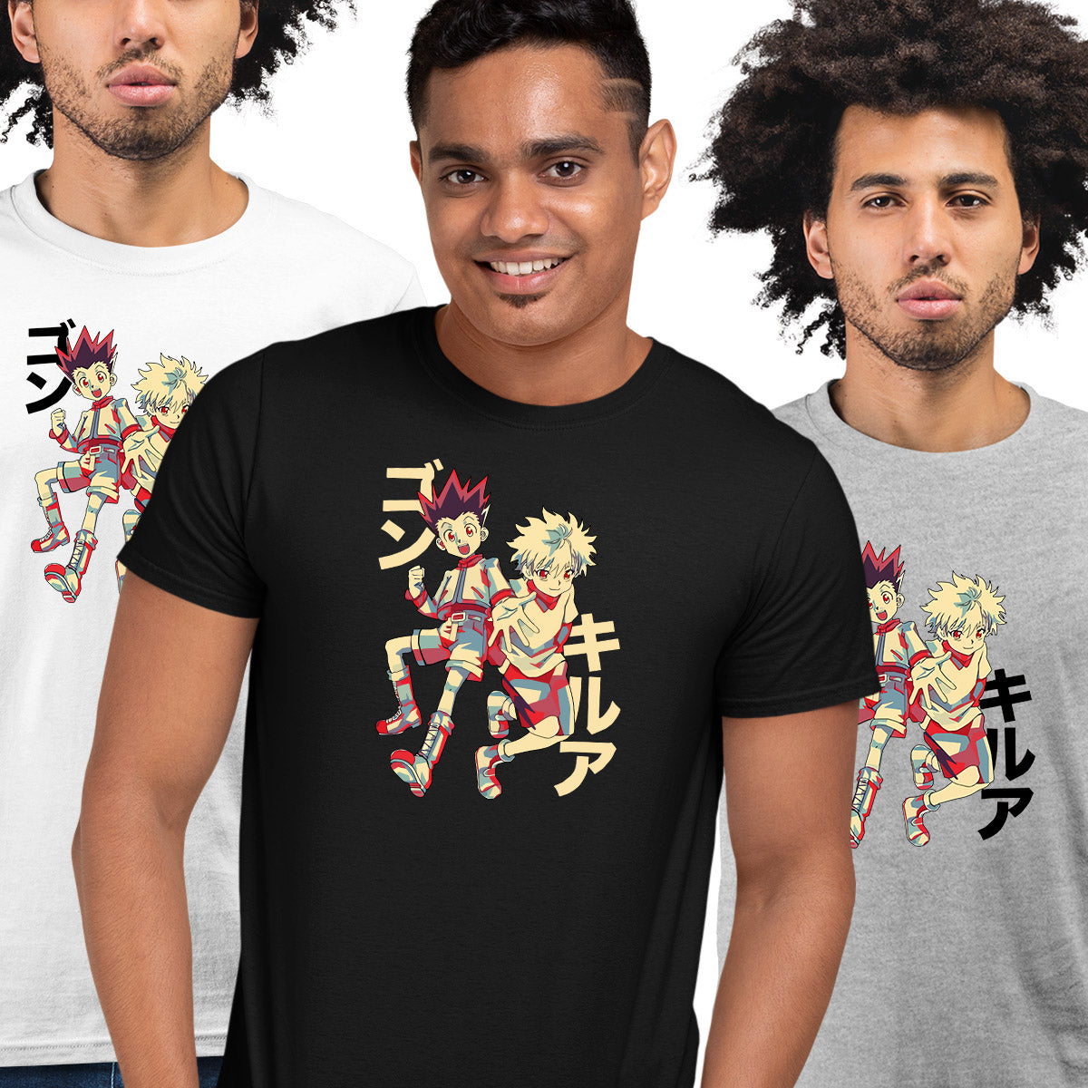 Hunter x Hunter Killua And Gon Anime Japanese Manga Adult Unisex Black T-shirt