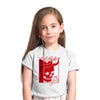Skull Devil Oni Harajuku  Demon Art Face Aesthetic Japanese Manga Anime White T-shirt for Kids