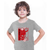 Skull Devil Oni Harajuku  Demon Art Face Aesthetic Japanese Manga Anime Grey T-shirt for Kids
