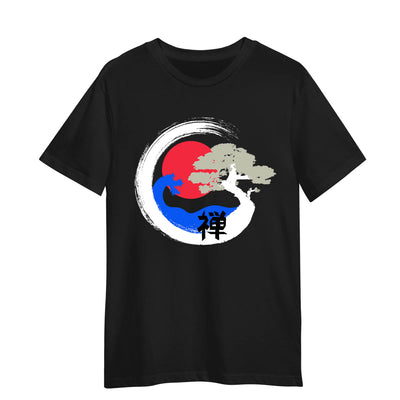 Japanese Zen Bonsai Tree Graphic Art Gift Adult Unisex Black T-shirt