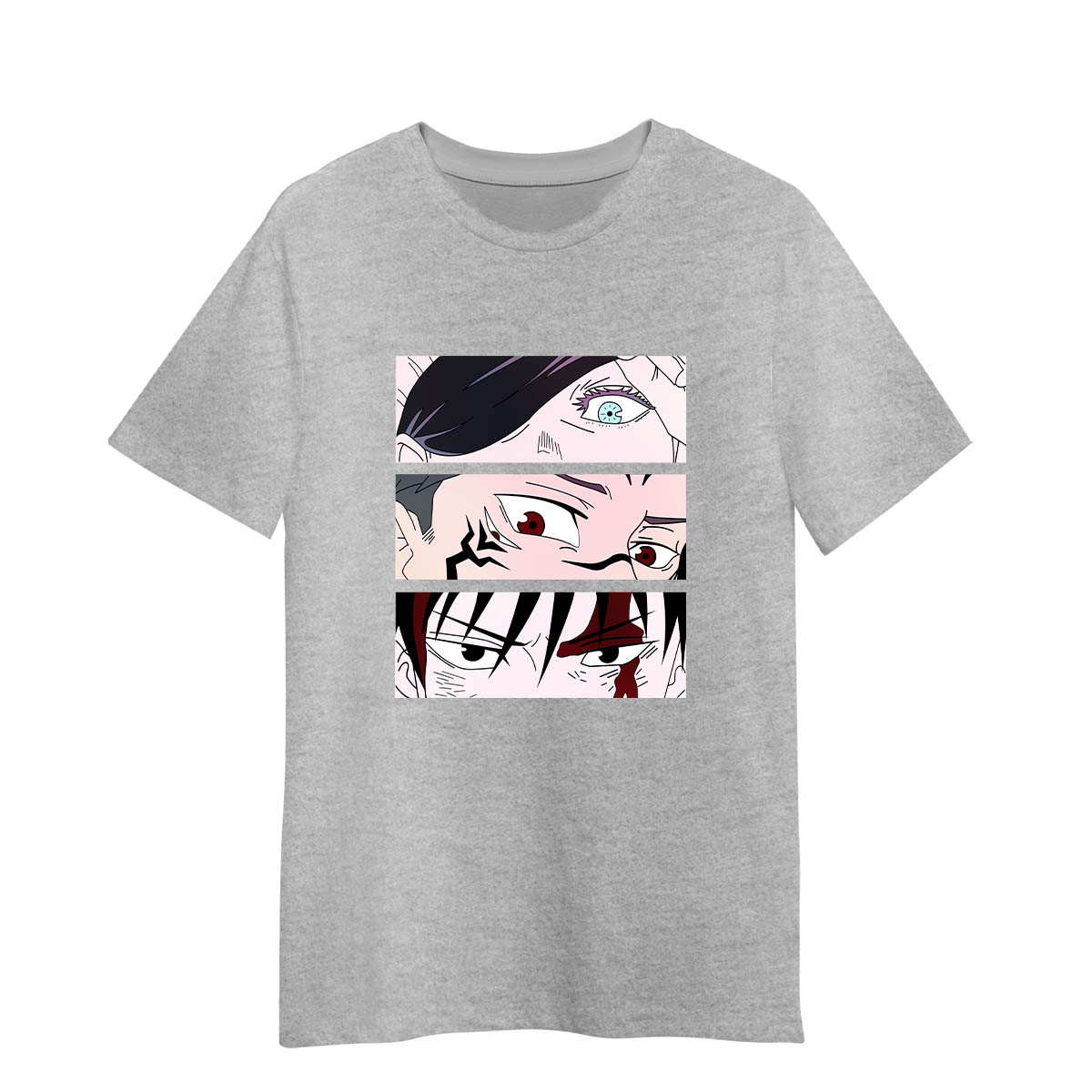 Jujutsu Kaisen Kawaii Satoru Gojo Yuji Itadori Sukuna Eyes Adult Unisex Grey T-shirt