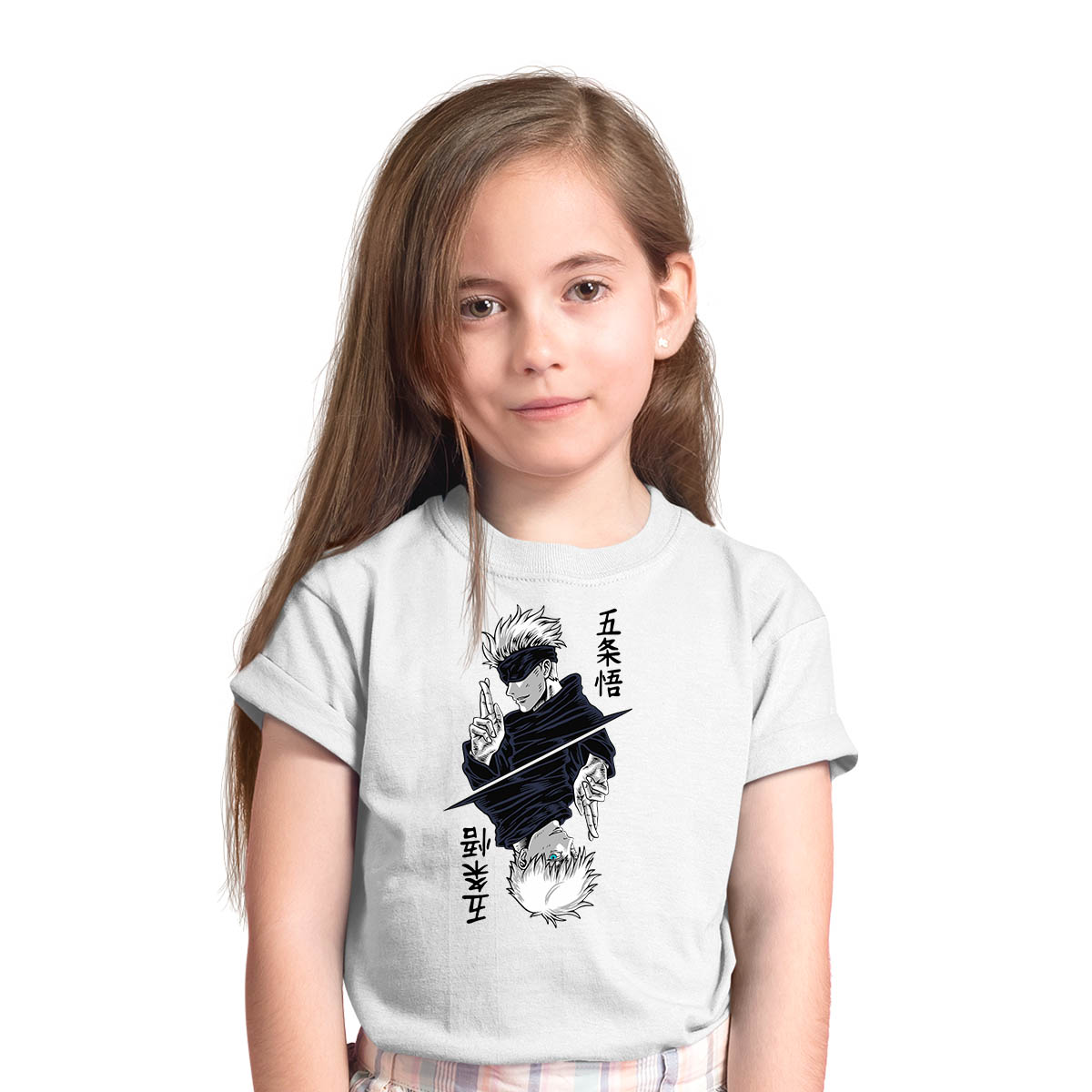 Jujutsu Kaisen Satoru Gojo Art  Lover Anime Manga White T-shirt for Kids