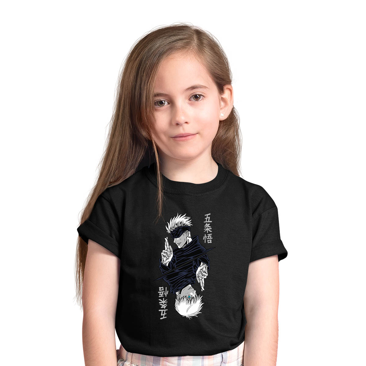 Jujutsu Kaisen Satoru Gojo Art  Lover Anime Manga Black T-shirt for Kids