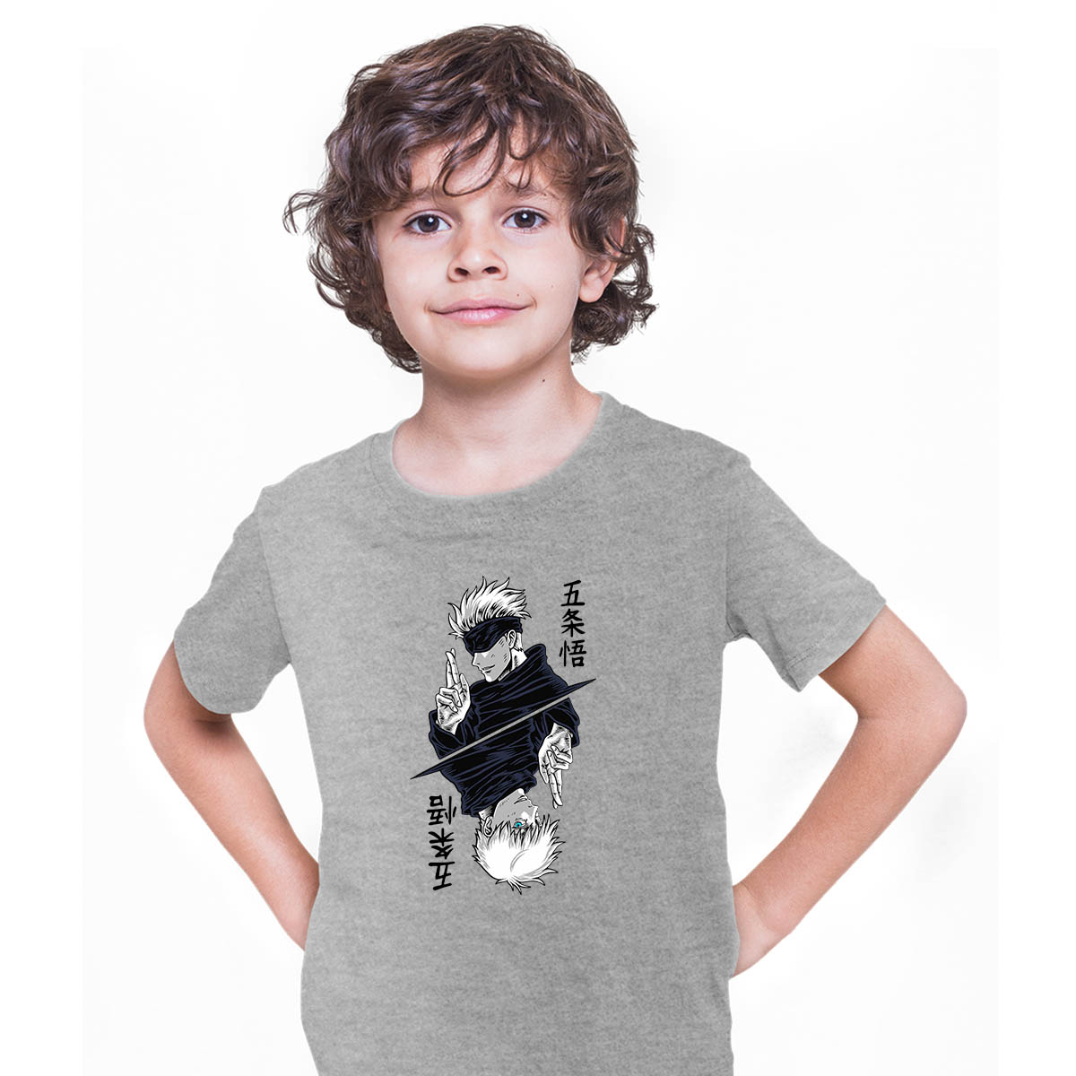 Jujutsu Kaisen Satoru Gojo Art  Lover Anime Manga Grey T-shirt for Kids