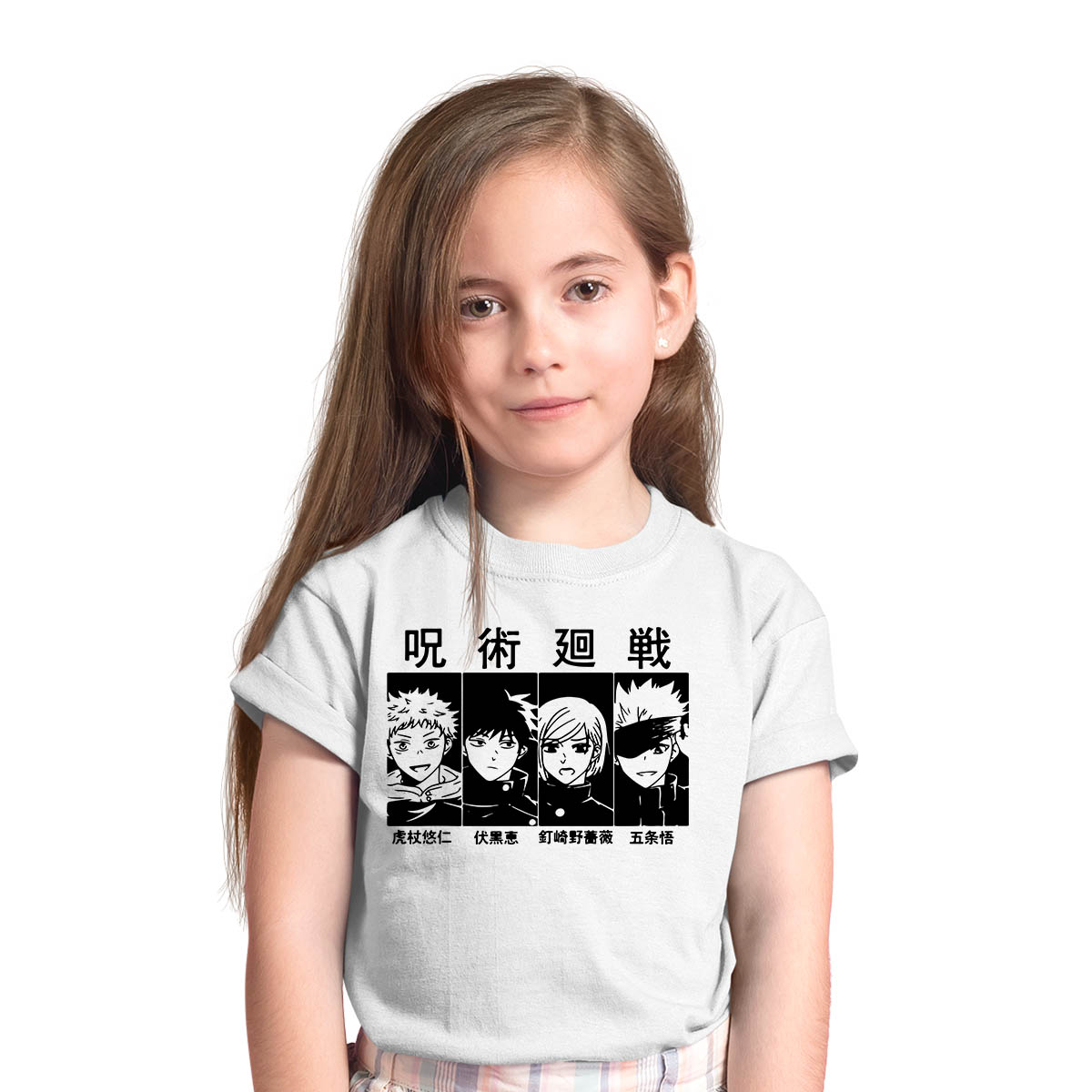 Jujutsu Kaisen Yuji Itadori Megumi Fushiguro Nobara Satoru Anime Manga White T-shirt for Kids