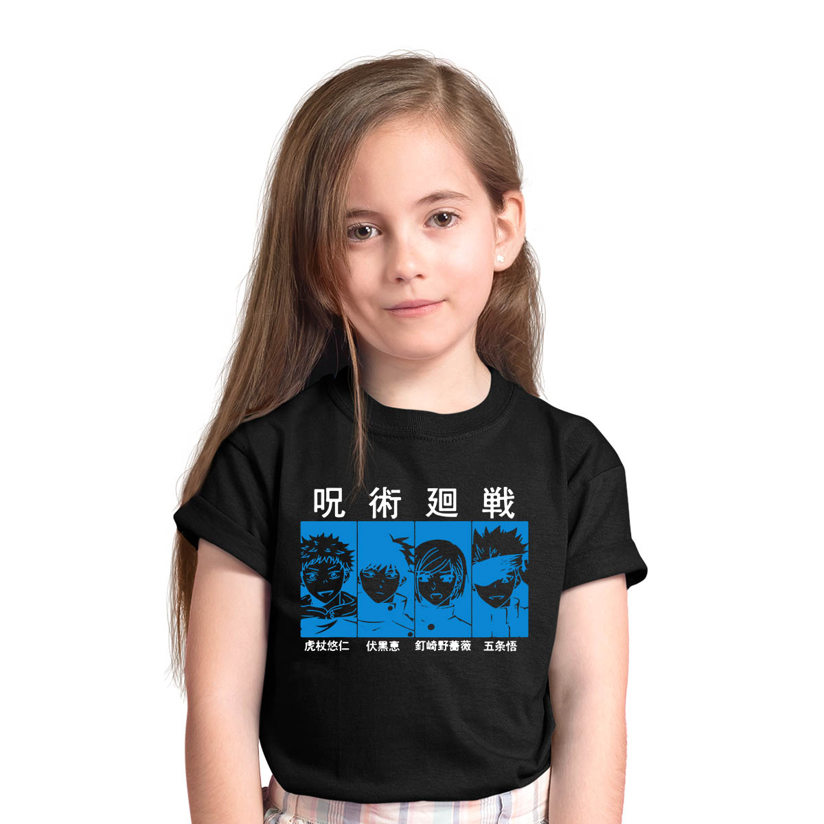 Jujutsu Kaisen Yuji Itadori Megumi Fushiguro Nobara Satoru Anime Manga Black T-shirt for Kids
