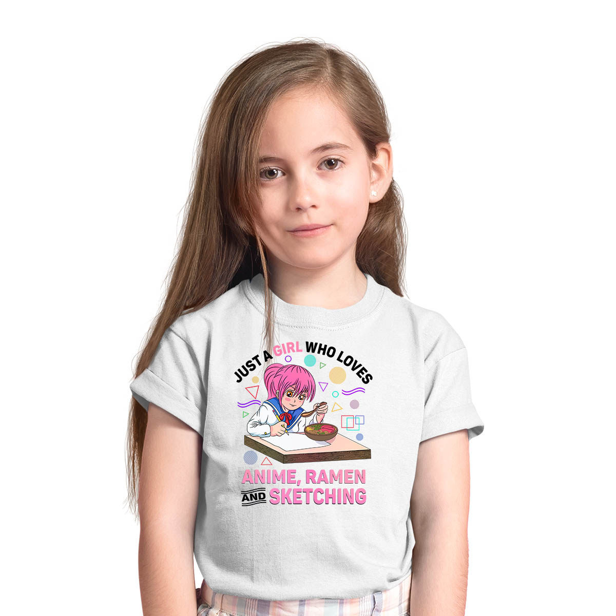 Just A Girl Who Loves Anime Ramen And Sketching Anime Manga T-shirt for Kids