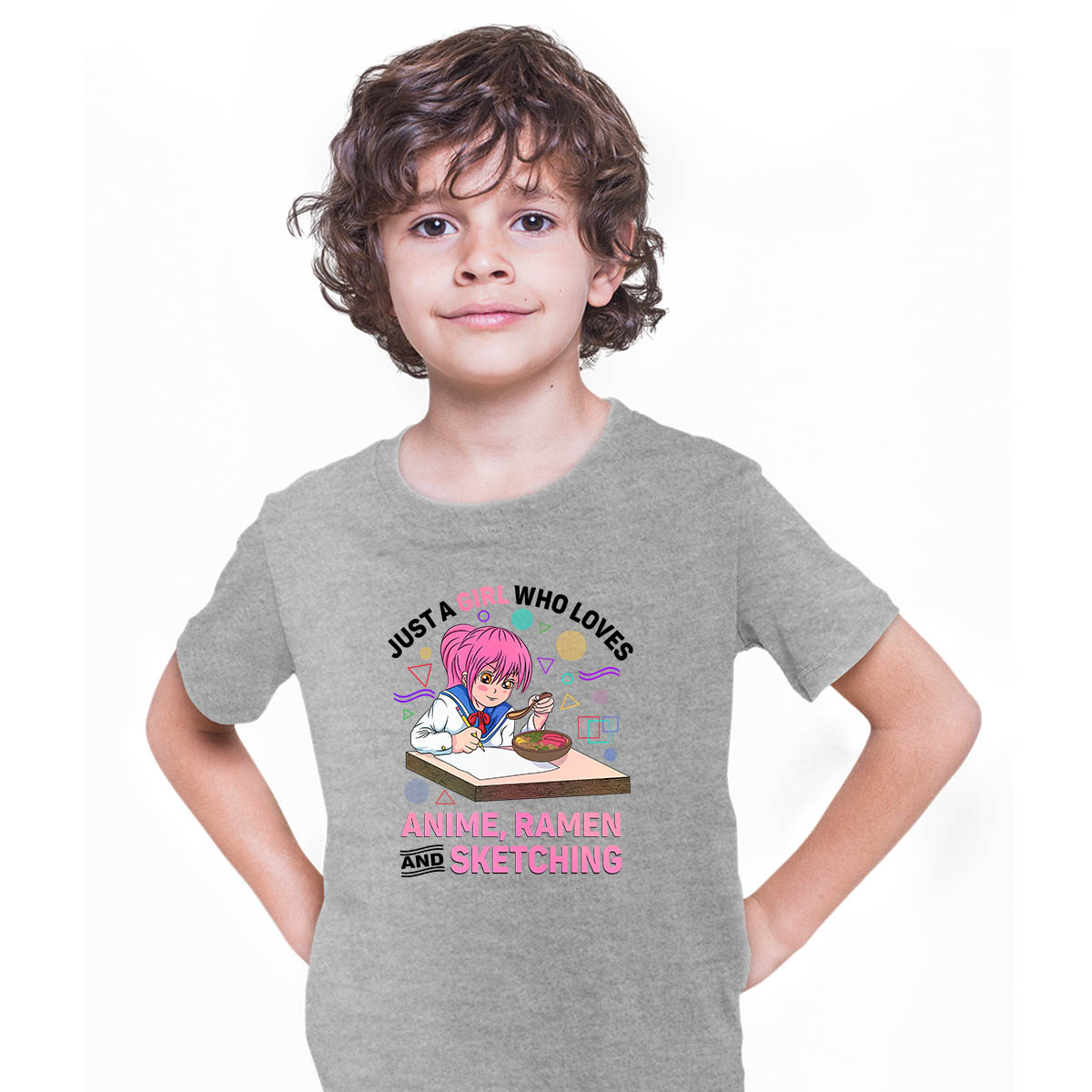 Just A Girl Who Loves Anime Ramen And Sketching Anime Manga T-shirt for Kids