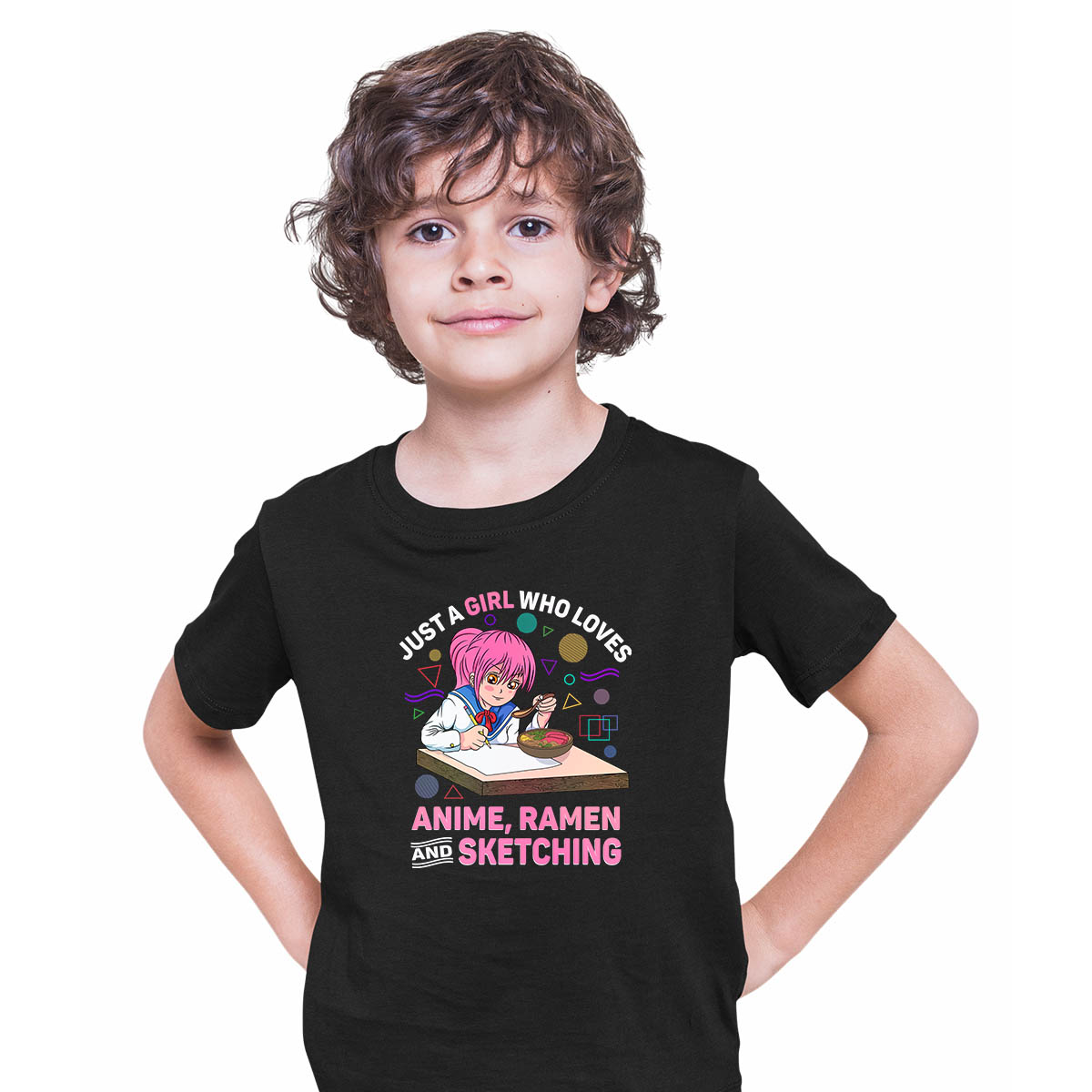 Just A Girl Who Loves Anime Ramen And Sketching Anime Manga T-shirt for Kids