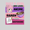 Just A Girl Who Loves Anime Ramen And Sketching Girl Harajuku Anime T-shirt for Kids