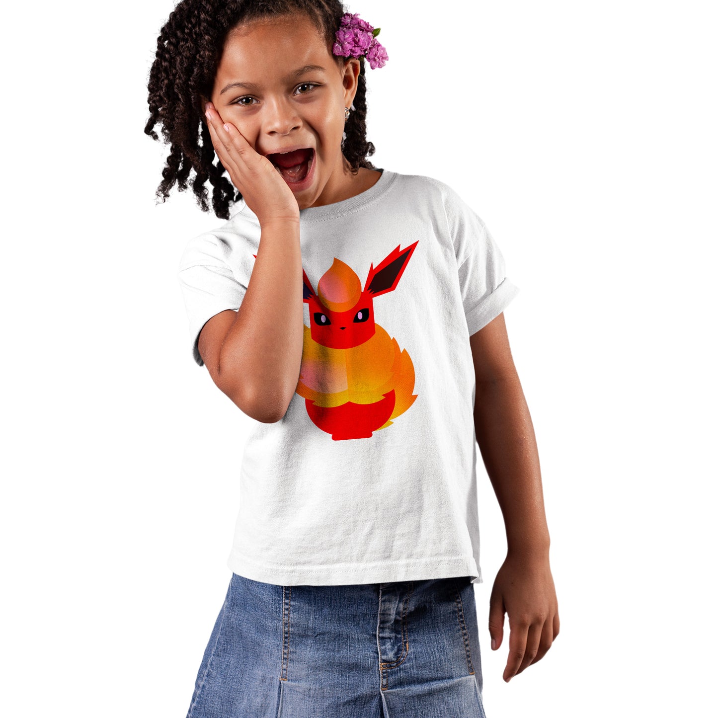 Kids Flareon Pokemon Stylised T-shirt
