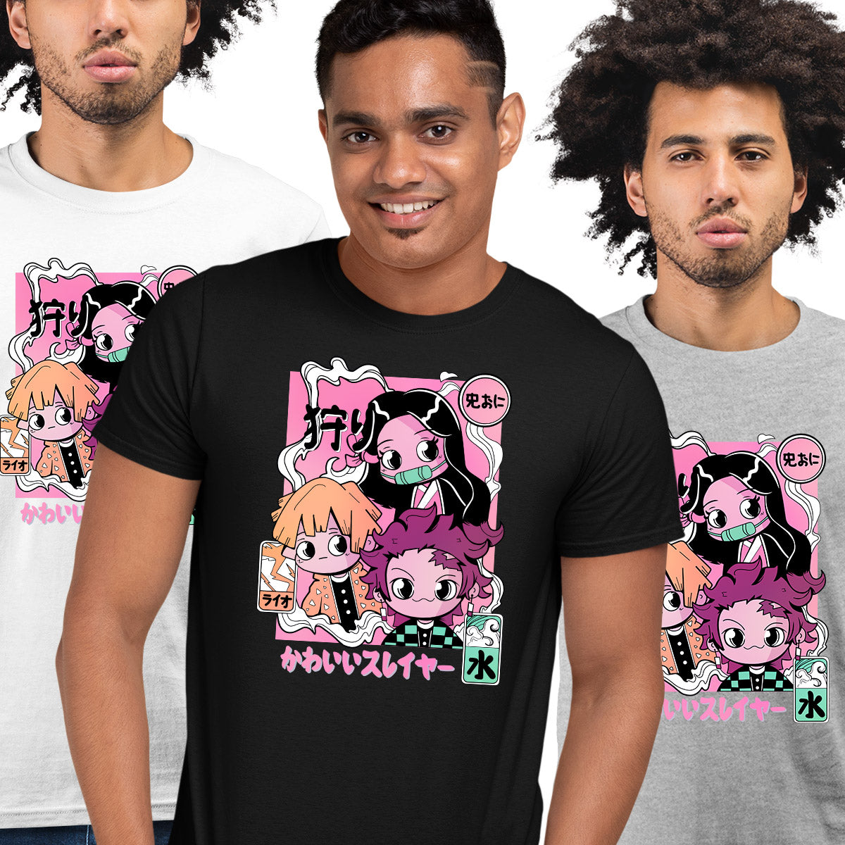 Demon Slayer Anime Manga Adult Black T-shirt Kimetsu No Yaiba 