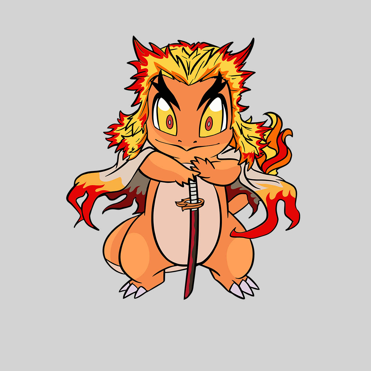 Kyojuro Rengoku Pokemon Charmander Demon Slayer Manga Anime Adult Unisex T-shirt