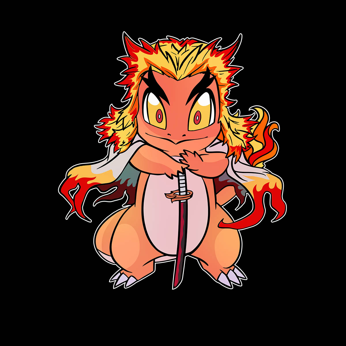 Kyojuro Rengoku Pokemon Charmander Demon Slayer Manga Anime Adult Unisex T-shirt