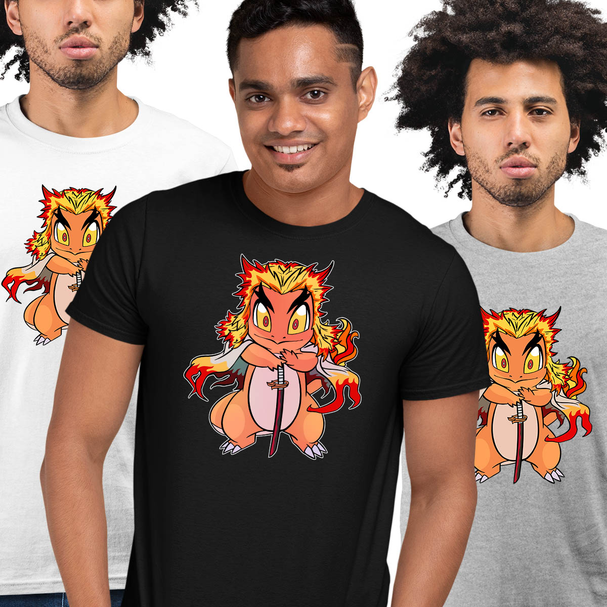 Kyojuro Rengoku Pokemon Charmander Demon Slayer Manga Anime Adult Unisex T-shirt