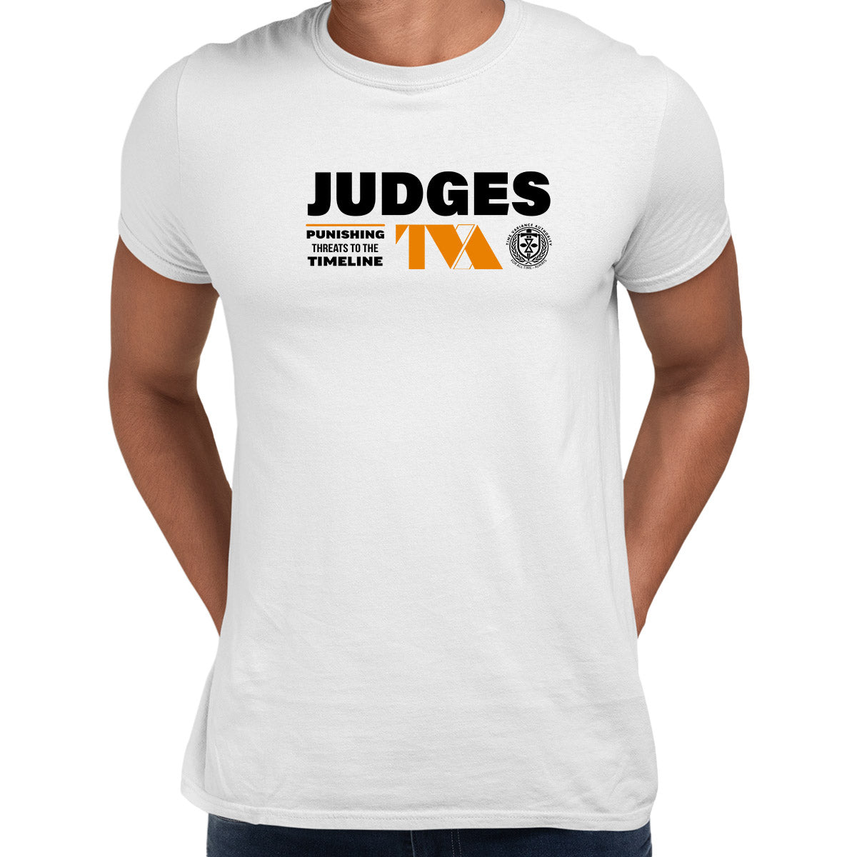 Loki 2 Judges White T-shirt Punishing Threads to the timeline 