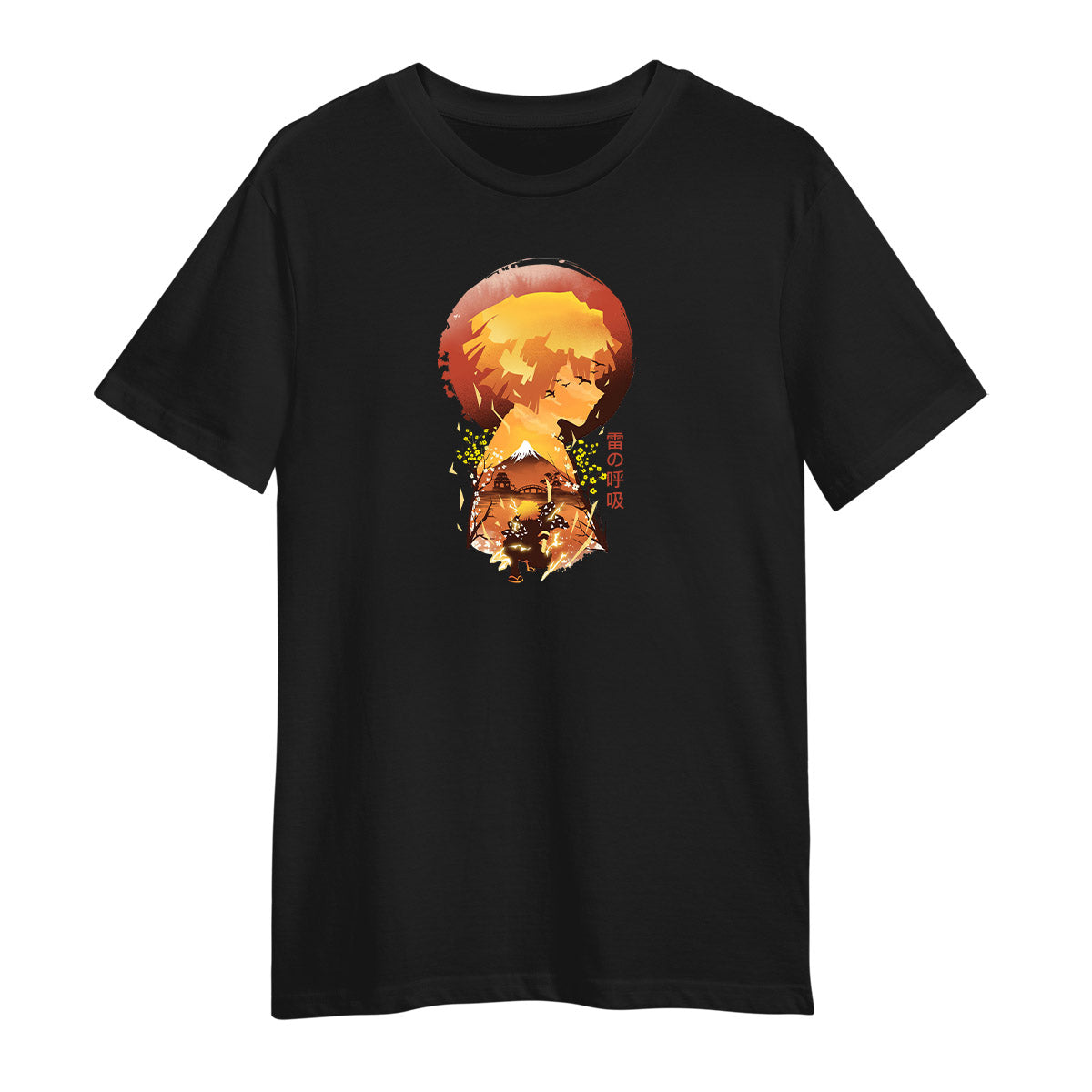 Zenitsu Demon Slayer Graphic Art Kimetsu no Yaiba Japanese Anime Manga Adult Unisex Black T-shirt
