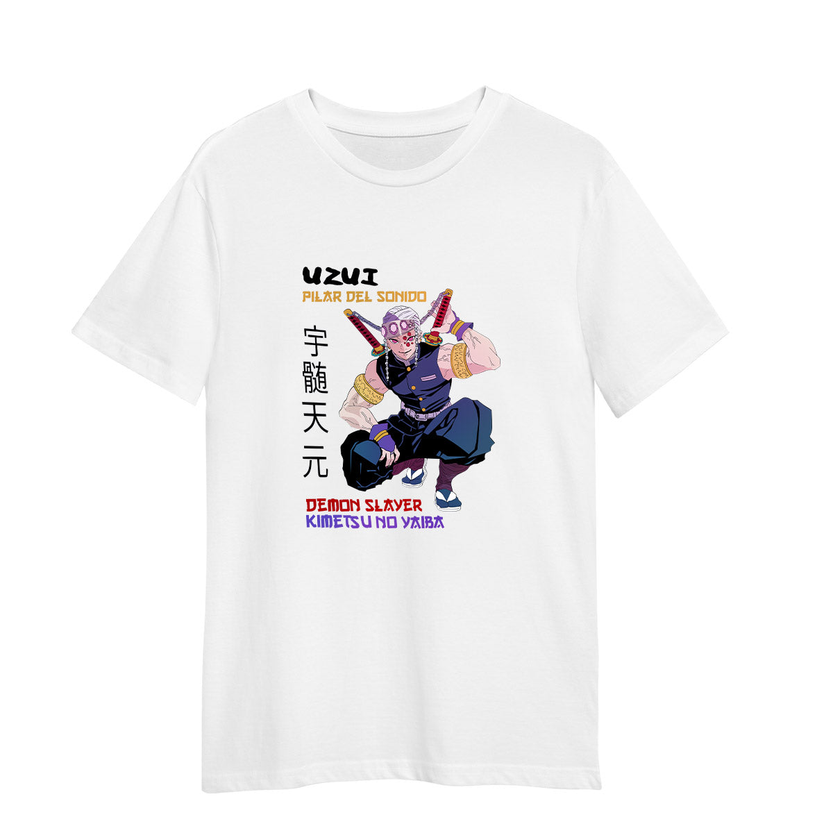 Uzui Pilar Del Sonido Demon Slayer Kimetsu No Yaiba Anime Adult Unisex White T-shirt