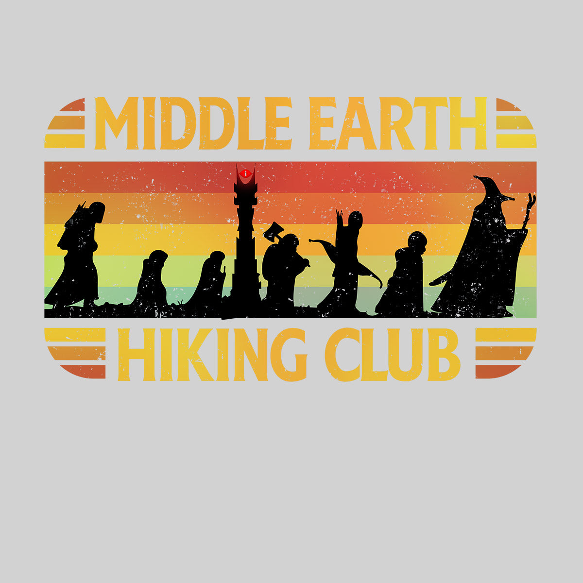 Middle Earth Hiking Club Frodo Gandaf Adult funny Black T-Shirt