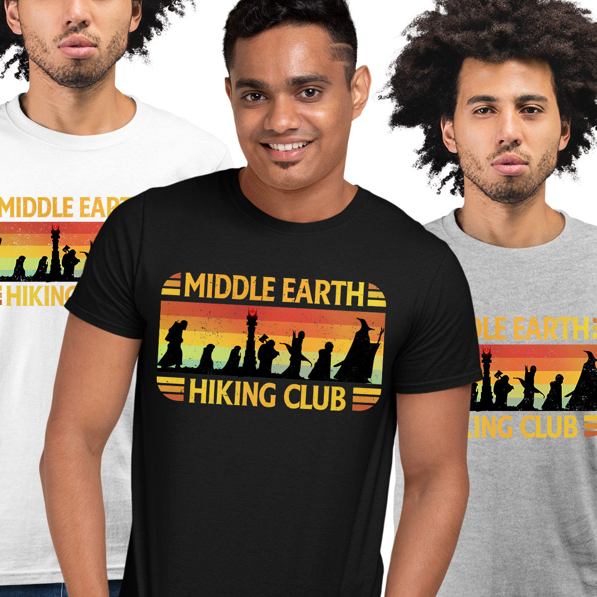 Middle Earth Hiking Club Frodo Gandaf Adult funny Black T-Shirt