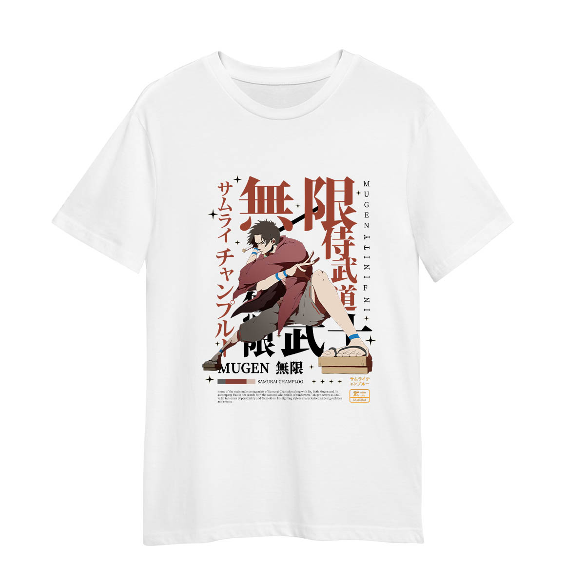 Mugen Samurai Champloo Mugen Infinity Japanese Anime Adult Unisex White  T-shirt