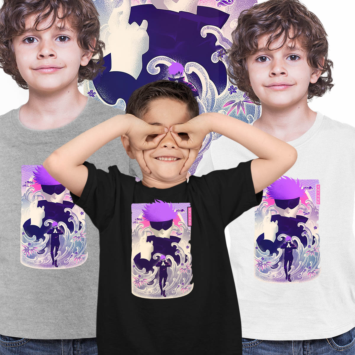 Musha Satoru Jujutsu Kaisen Gojo Satoru Graphic Art Anime Manga T-shirt for Kids