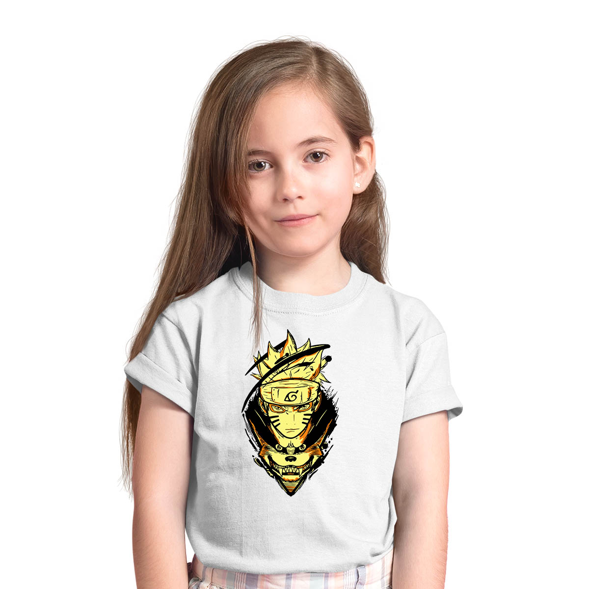 Naruto And Kurama The Nine-Tailed Demon Fox Anime Manga White T-shirt for Kids