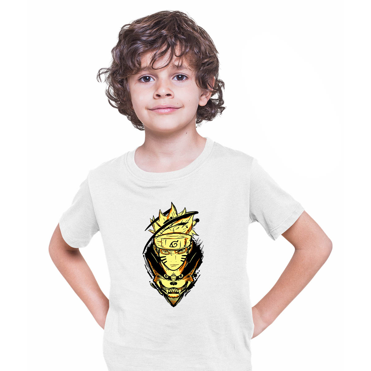 Naruto And Kurama The Nine-Tailed Demon Fox Anime Manga White T-shirt for Kids